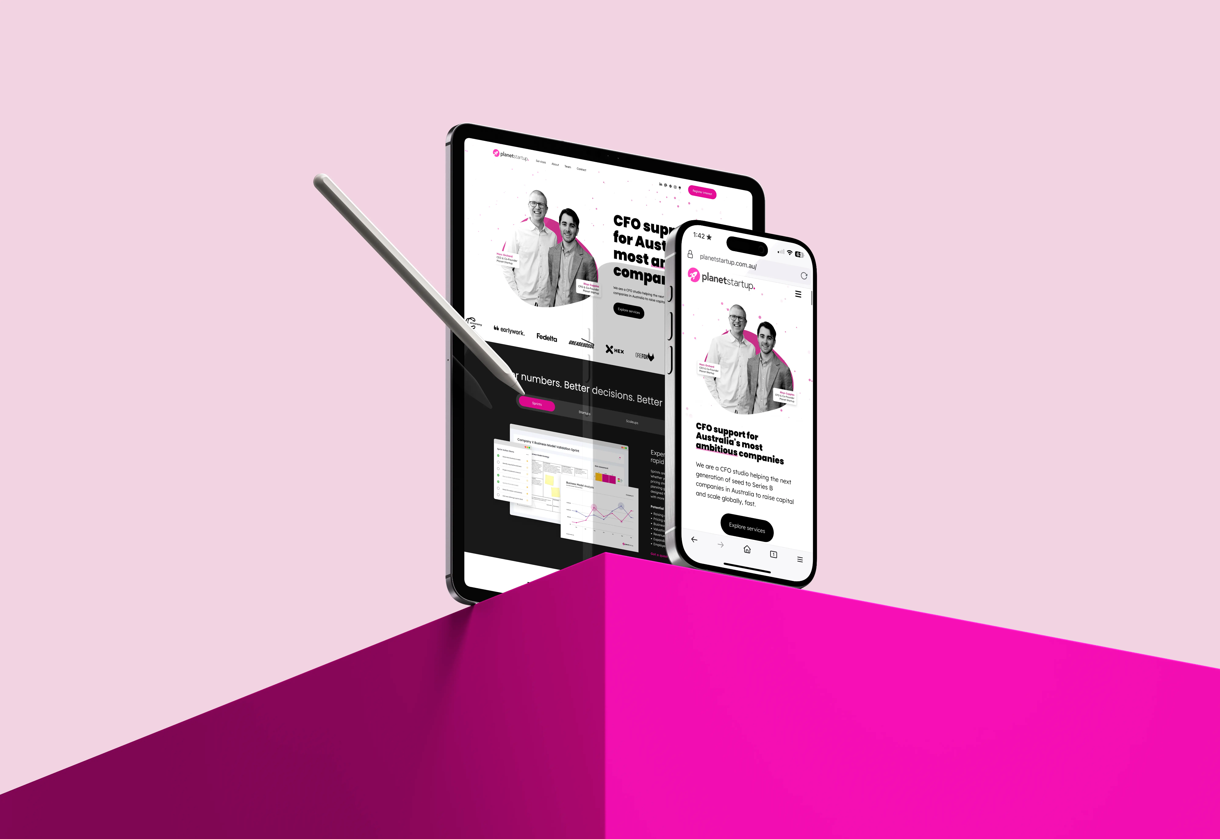 Planet Startup brand identity mockups